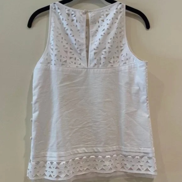 White Milly Laser Cut "Sienna" Geometric Tank Top [Size 0] - Picture 5 of 6